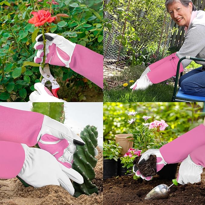 Long-Gardening-Gloves for Women/Men - Thorn Proof Rose Pruning Gloves Heavy Duty Gauntlet, Best Garden Gifts for Gardener-M