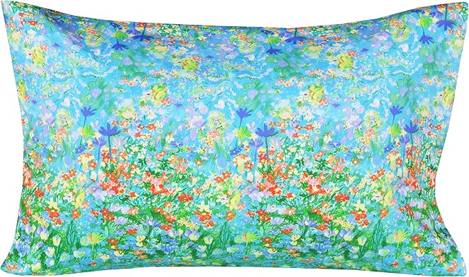 Scientific Sleep Green Garden Flower Lake Impressionism Cute Fun 100% Cotton Cozy Twin Bed Sheet Set, Flat Sheet & Fitted Sheet & Pillowcase Kids Girls Bedding Set (Green Garden, Twin)