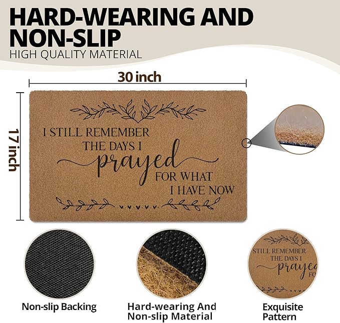 Christian Door Mat Doormat, Bible Verse Welcome Front Door Mat Indoor Outdoor Entrance, Religious Artificial Coir Doormats Rugs for Porch Entryway Home Decor 30x17in