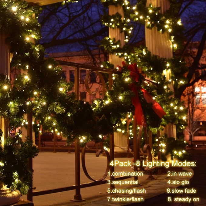 4PACK Christmas Mini String Lights Battery Operated,16.5FT 50 Count LED Forest Battery Christmas Lights with Timer 8 Modes Waterproof Battery Mini String Lights for Christmas Decorations Tree Wreath
