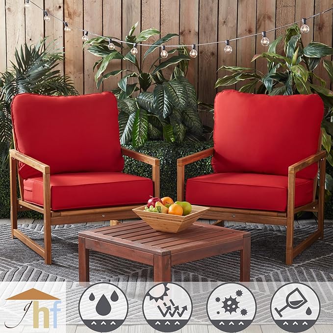 Greendale Home Fashions Outdoor Reversible 2-Piece Deep Seat Cushion Set, Fire