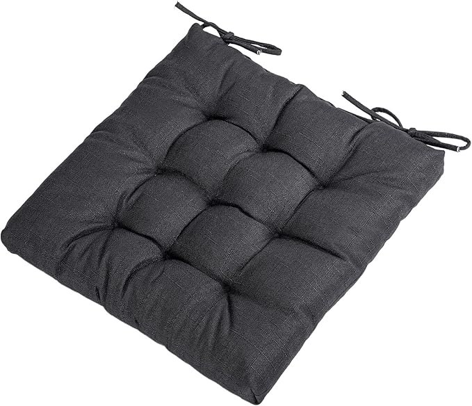 SQUARE MOON 4 Pack Chair Cushions, Seat Cushions, Chair Pads, Chair Mat for Indoor, Outdoor Dining Chair, Kitchen Chairs, Dining Room Chairs (16" × 16" × 4 Pack, Black)