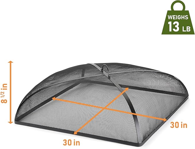 Good Directions 782 Heavy Duty Fire Pit Spark Screen Square Cover with Mesh, Handle and Lifter, 30" Square, Black, Patio, Lawn & Garden