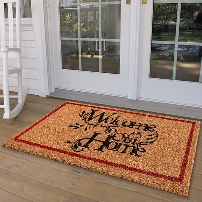 LuxUrux Welcome Mats Outdoor Coco Coir Doormat, with Heavy-Duty PVC Backing - Natural - Perfect Color/Sizing for Outdoor/Indoor uses. (24 x 36 Inch)