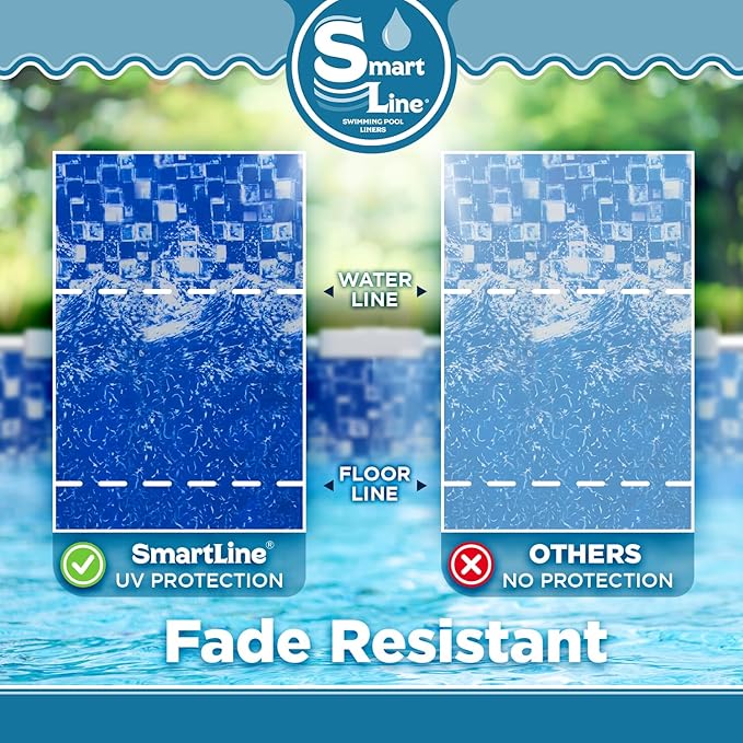 Smartline 21 ft Round Swimming Pool Liner | Tidal Surge | Unibead Style | 54 Inch Wall Height | 20 Gauge Heavy Duty Virgin Vinyl | Designed for Steel Sided Above Ground Pools