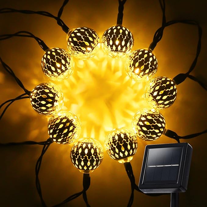 33FT 100LED Solar String Lights Outdoor Waterproof,Globe Solar Fairy Lights Outdoor with 8 Modes,Moroccan String Lights Solar Powered for Garden Yard Porch Wedding Party Decor (Warm White)