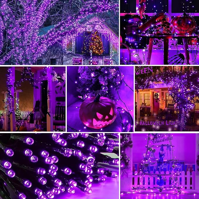 6 Pack Solar String Lights Outdoor, 600 LED Extra-Long 236 FT Solar Lights Outdoor with 8 Lighting Modes, IP65 Waterproof for Halloween, Garedn, Xmas, Balcony, Wedding, Party (Purple)