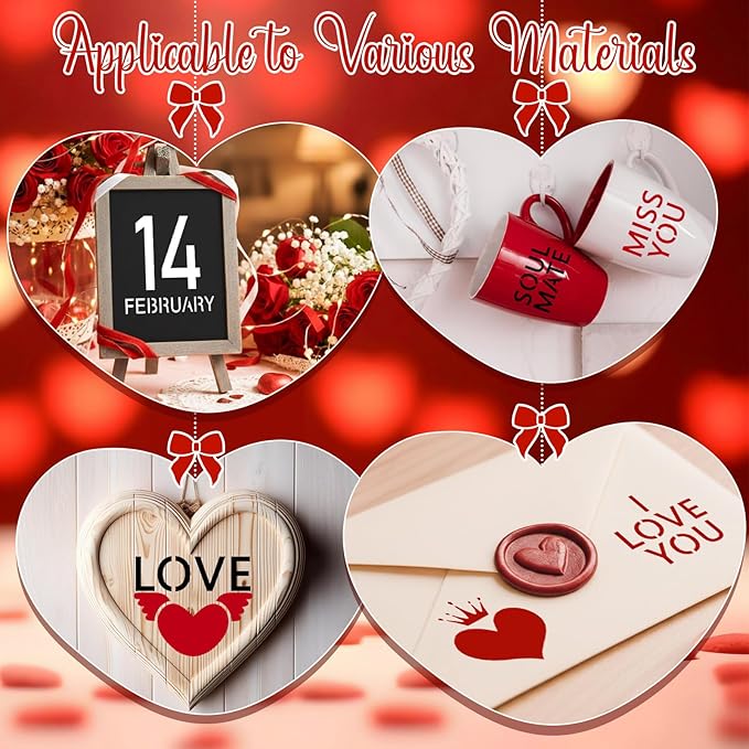 Fainne 100 Pcs Stencils for Painting on Wood Reusable Stencil Crafts Drawing Templates Holiday Wall Paper for DIY Scrapbook Home 2 x 2 Inch (Heart)