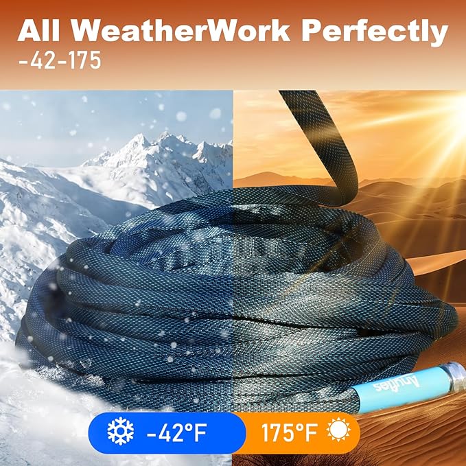 Aunfles 100FT Garden Hose - Flexible Water Hose with 10 Spray Nozzle, Lightweight Design, Easy Storage, Leak-Proof, Compact, Portable, Car Wash for Yard (Blue)