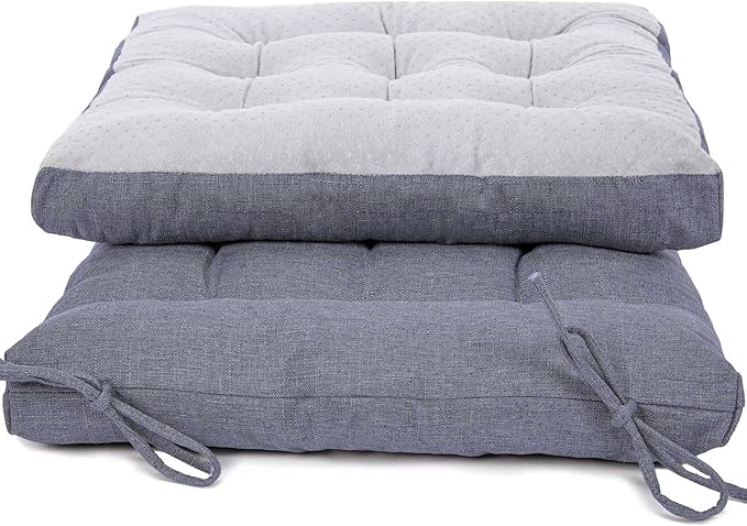 Rocking Chair Cushions Comfortable Tufted Seat Cushion Pads Non-Skid Backed Set of Backrest Cushion and Seat Bottom for Porch Rocker Adirondack Chair (Grey, Backrest-24X17,Bottom-17x17)