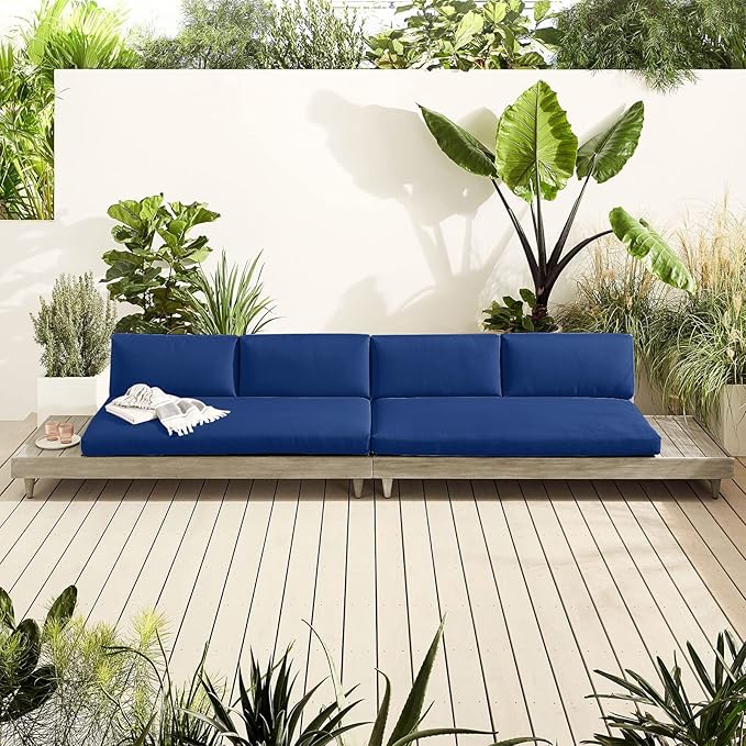 idee-home Outdoor Bench Cushion Waterproof, Bench Cushions for Outdoor Furniture, Patio Porch Swing Replacement Seat Pad with Ties for Garden Backyard, 36 x 18 Inch