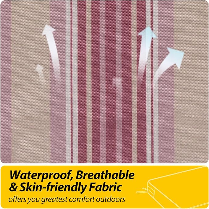 AAAAAcessories Outdoor Seat Cushions for Chairs, Waterproof, Fade-Resistant, 19" x 19" x 3", Patio Furniture Replacement Cushions, Set of 2, Dusty Rose Garden Stripe