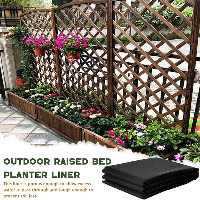 63 * 83 inch Raised Garden Bed Liner, Non Woven Fabric Liner for Large Veg Trough, Keeps Soil Contained and Water Drained