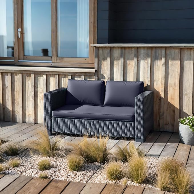 Outdoor Loveseat Cushions, 48 x 24 x 4 Inches Waterproof Fade Resistant Cushion Set for Couch, Bench and Swing