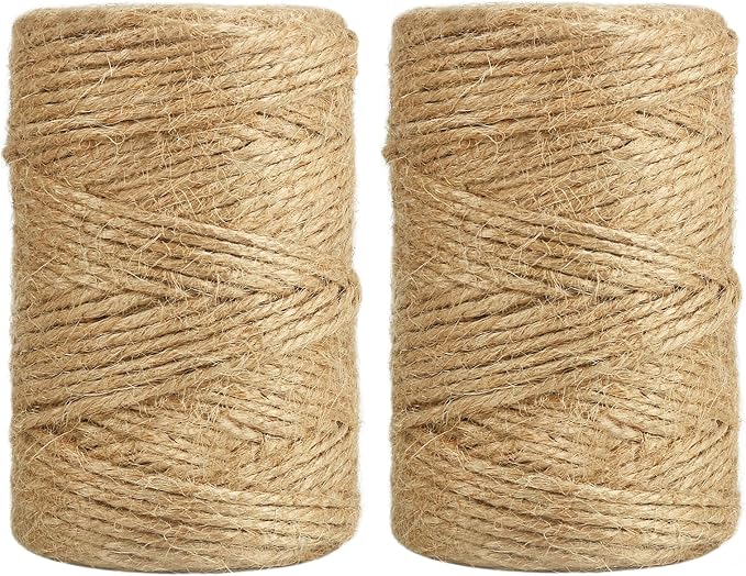 Vivifying 3mm Jute Twine, 2Pcs × 328 Feet Strong Natural Garden Twine for Climbing Plants, Tomatoes, Crafts, Gift Wrapping and Decoration (Brown)