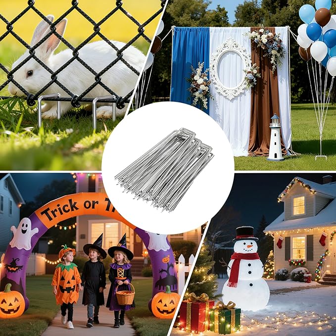 Landscape Staples 8inch 25 Pack,10 Gauge Heavy Duty Galvanized Lawn Staples, Sturdy Garden Stakes for Effortlessly Securing Weed Barrier Fabric,Ground Stabilization,Tackling Outdoor Yard Work