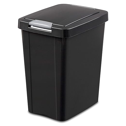 Sterilite 10439004 7.5 Gallon Black Plastic TouchTop Wastebasket