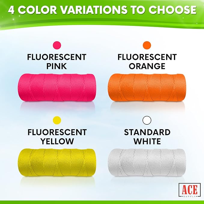 Pink Mason Line String Line - 144 Roll Pack - #18 Braided Nylon String - 250 Ft Length Per Roll - Nylon Twine for Gardening Or Masonry Tools - Perfect Construction String for A String Level
