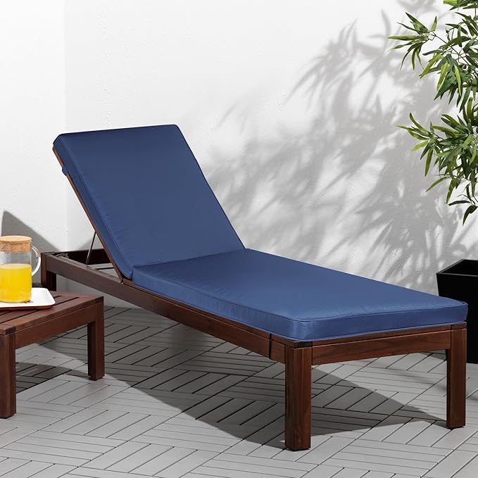 Outdoor Chaise Lounge Chair Cushions 2 Pack, Thick Waterproof Patio Pool Lounge Cushions, Fade Resistant (Navy Blue)