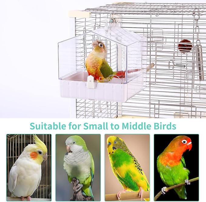 Colorday Bird Bath for Cage, Parrot Bath for Small to Medium Birds, Cockatiels, Parakeets, Budgie, Quaker, Conure, Lovebirds, Finches(6.7X6.7X7.74 inch)