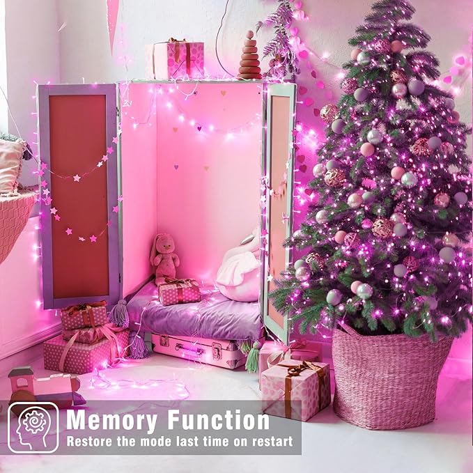 165FT 500 LED Outdoor String Lights, Connectable Pink Valentines Lights Waterproof with 8 Modes, Plug in Twinkle Fairy Lights Clear Wire for Indoor Bedroom Patio Wedding Garden Decorations