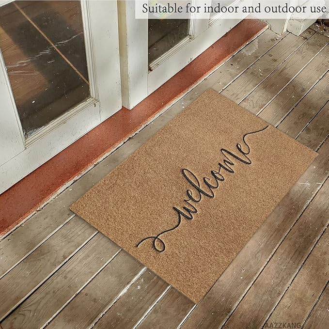 AAZZKANG Outdoor Mats for Front Door Large 36"x24",Indoor Welcome Mat with Non Slip Rubber Backing,Easy to Clean Entrance Doormat for Home Office Patio Brown