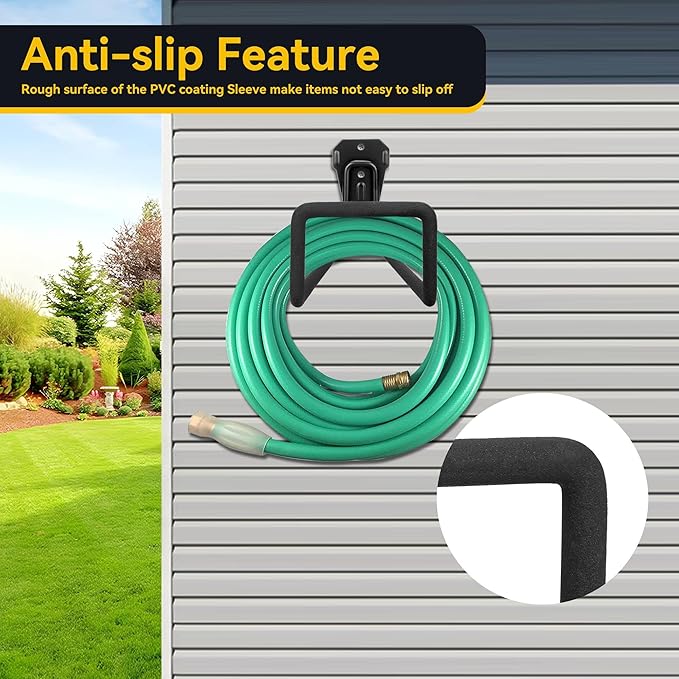 Hose Holder, Metal Heavy Duty Wall Mount Hook, Water Hose Hanger for Garden & Garage Storage