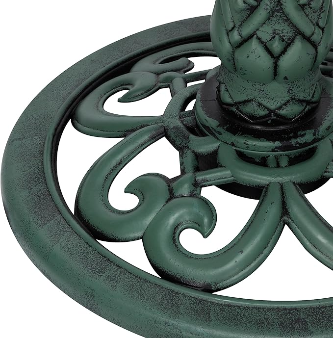 Alpine Corporation 35" Tall 3-Tier Outdoor Pedestal Water Fountain – Durable Resin Cascading Water Feature and Birdbath for Garden, Patio, Deck, and Backyard, Green