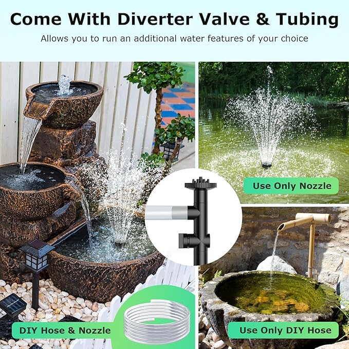 POPOSOAP 30W Solar Fountain Pump, 430GPH Solar Pond Pump with Adjustable Flow, 6.6FT Water Pipe for Outdoor Garden Ponds, Fish Tank, Backyard Water Features