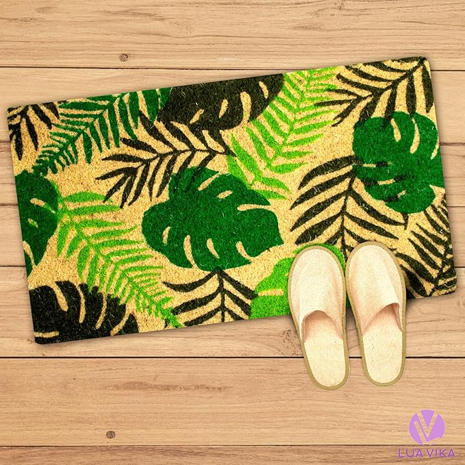 Coir Door mats Outdoor, Door mat Outside Entrance, Welcome mat Indoor, Doormat Outdoor, Funny Door mats Outside, Coir Doormat 16"x27.5" (Tropical)