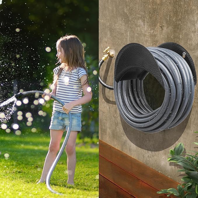 GARTOL Garden Hose Holder Heavy Duty, Wall Mount Hose Hanger for Outdoor, High Carbon Steel Water Hose Storage Organizer Rack for Outside Yard, Rust Proof