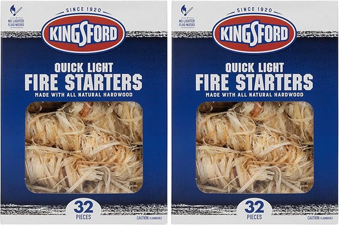 Kingsford Quick Light Fire Starters | Wooden Fire Starters Made with All Natural Hardwood for Grilling, Campfires, & Outdoor Fireplaces | 32 Count Fire Starter Rolls (Pack of 2)