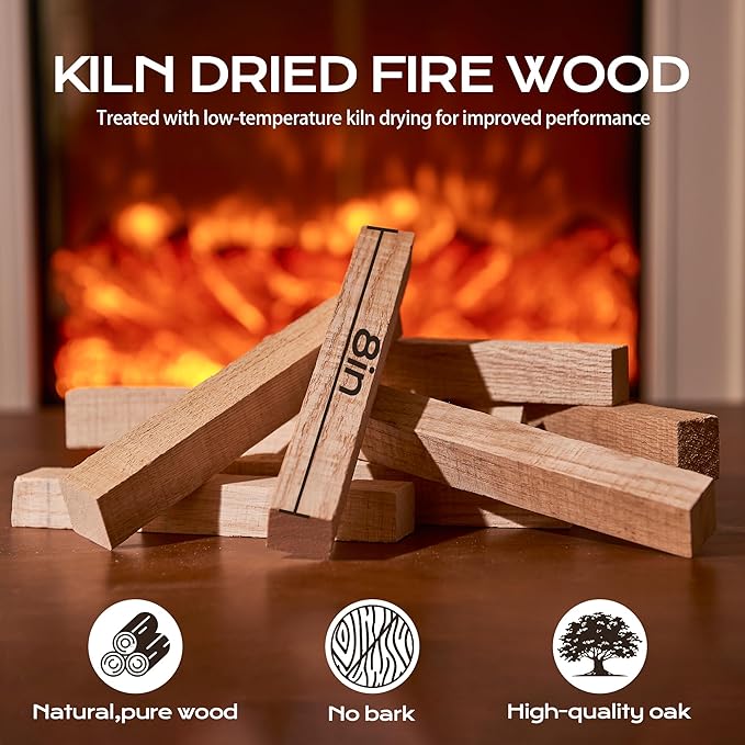 Kiln Dried Oak Firewood Bark Free Hardwood Logs for Pizza Ovens Fire Pits Fireplaces Clean Hot Burning Lights Quickly 8in 15lbs