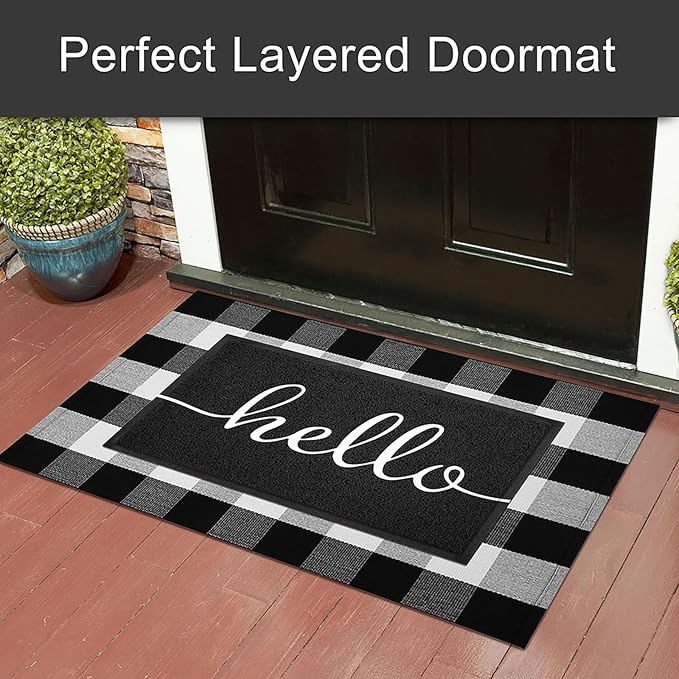 KILOCOCO Outdoor Mat Front Door Mat Welcome Mats Low Pile Entrance Non-Slip Outdoor Doormats High Traffic Area Easy Clean Entry Mats for Kitchen Hello Doormat Indoor,20"x31.5"