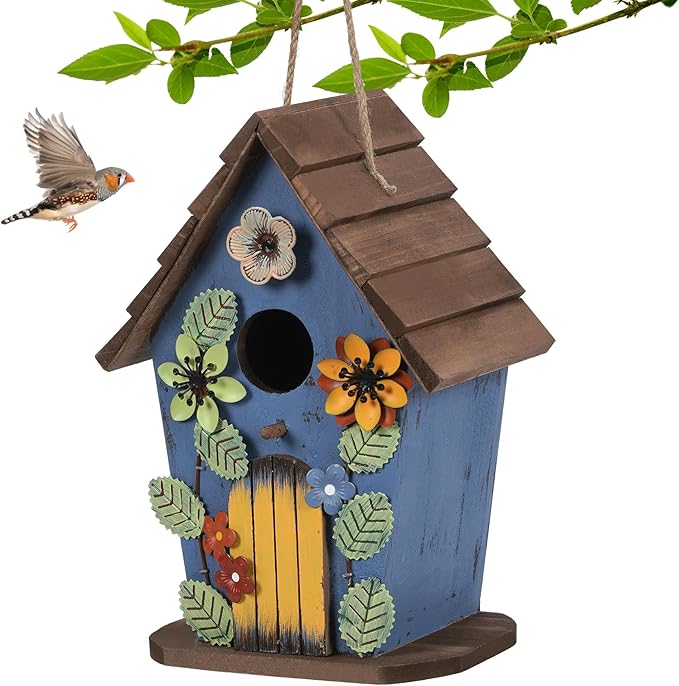 handrong Bird Houses for Outside,Wood Birdhouse,Bird Nest,Birdhouses for Outdoors,Wooden Bird Box,Bluebird House for Outside,Bird Gifts for Bird Lovers