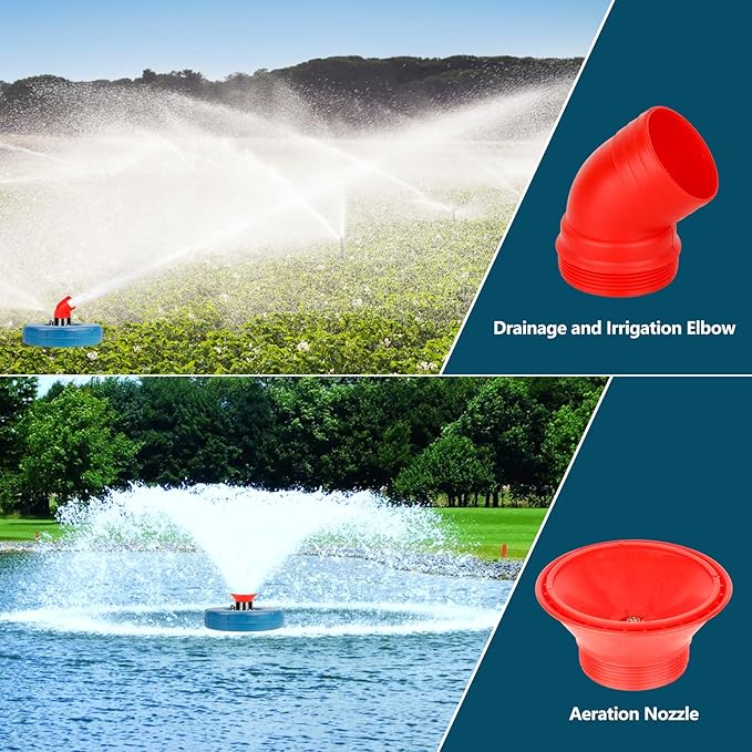 Pond Fountain Aerator Pond Fountain - 1 HP 15,000 gallons/hour 750 watts - pond aerator equipped with 100-foot power cord and multi-function timer Suitable for large ponds and lakes