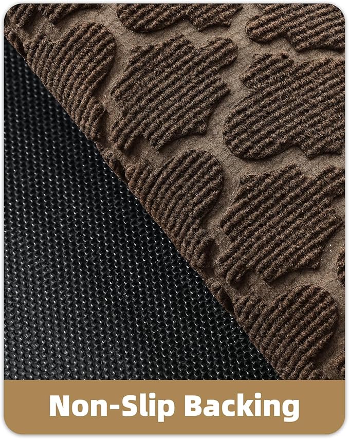 Color&Geometry Front Door Mat Outside Entrance, Heavy Duty Non Slip Low Profile Doormat for Entryway, Trap Dirt and Moisture Welcome Mats All-Weather, Easy Clean, Patio, Garage, 17"x30" Brown