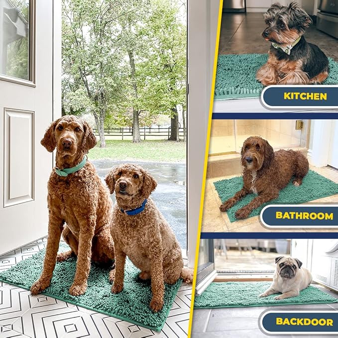 Muddy Mat® | Super Absorbent Door Mat Indoor, Microfiber Quick Dry Chenille Entryway Rug, Non-Slip Front Door Mat, Indoor Mats for Entryway, Machine Washable Pet Rug, Seafoam Green 59"x24"
