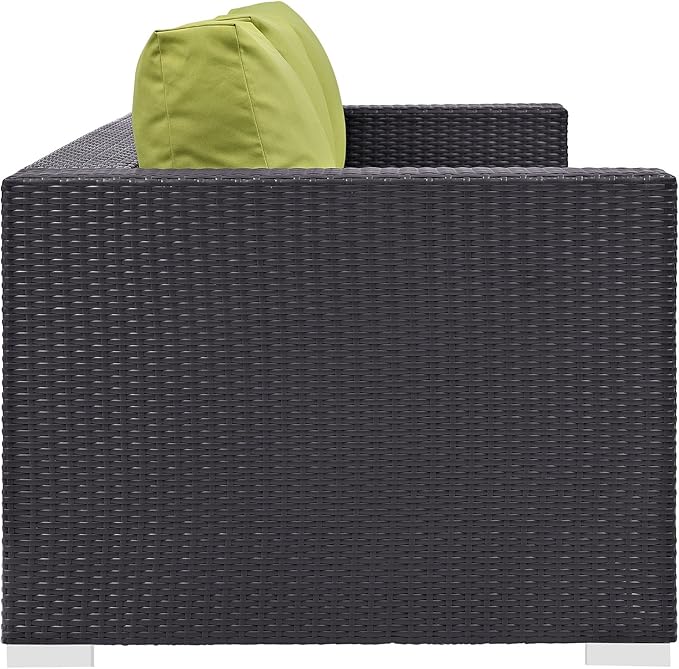 Modway Convene Wicker Rattan Outdoor Patio Sofa in Espresso Peridot