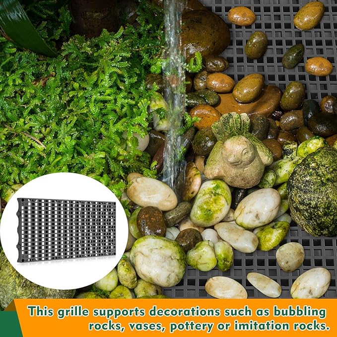 3 Pack 24 Inch x 12 Inch Heavy Duty Fountain Basin Grate for Pond and Water Garden Features and More Snap-Together - Hide Reservoir, Rocks, Other Decorative Objects (Gray)