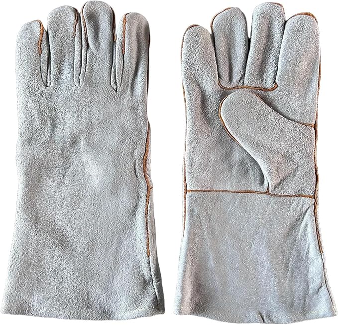 Leather MIG Welding Gloves with Reinforced Palm, Kevlar Stitching, Heat Fire Resistant for Welding/Grilling/BBQ
