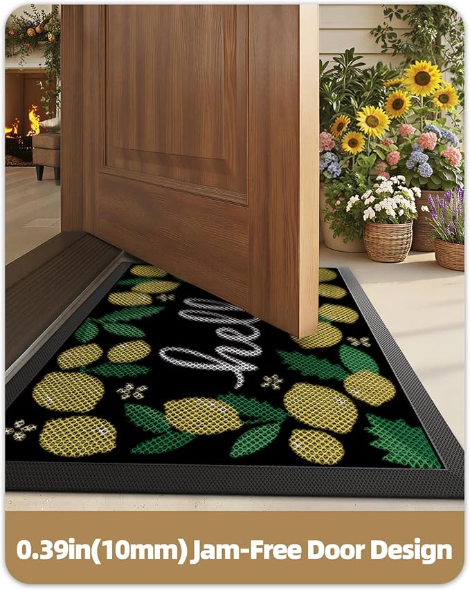 Color&Geometry Outdoor Door Mat, Resilient & Flexible Non-Slip Door Mat 32"x48", Dirt Trapping Waterproof Doormat, Welcome Mat for Porch, Patio & Entryway, Lemon Lime