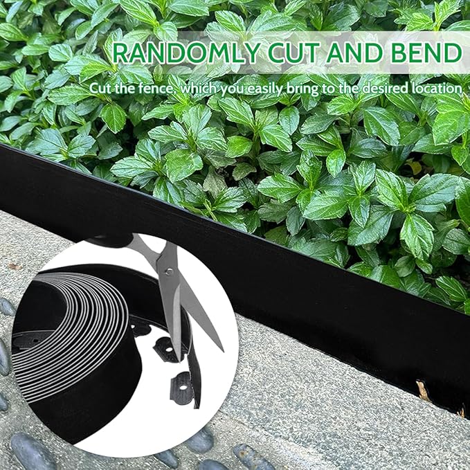 40 FT Landscape Edging No Dig [Extra Tall 4 Inch High] with 36 Spikes, Heavy-Duty Plastic Garden Edging Border (Black, 40FT)