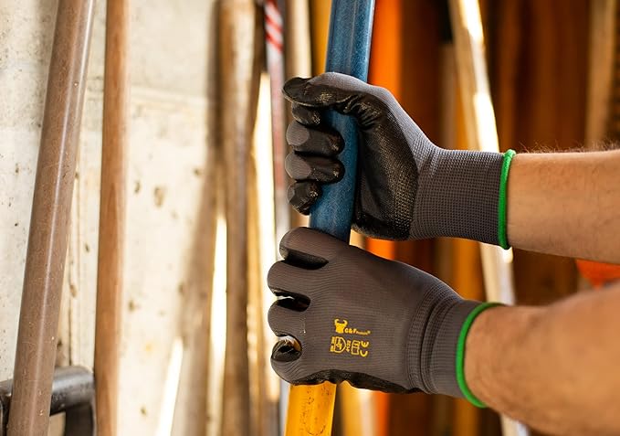 6 PAIRS Men's Working Gloves with Micro Foam Coating - Garden Gloves Texture Grip - men’s Work Glove For general purpose, construction, yard work, Large