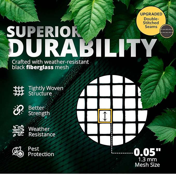 Raised Garden Bed Cover for 6x3 - Premium Black Fiberglass Mesh with Steel Frame for Natural Pest Protection - Dual Zipper Access Crop Cage