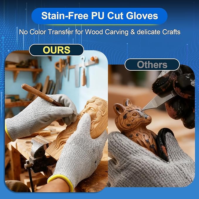 Dowellife Level 5 Cut Resistant Work Gloves for Men and Women, PU Coated Breathable Gardening Gloves, Thin Flexible and Firm Grip for Mechanics and Fishing (Medium, Grey)