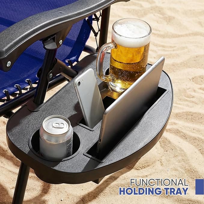 Magshion Zero Gravity Chair with Canopy Set of 2, Reclining Outdoor Patio Lounge Chair, Folding Anti Gravity Recliner, Portable Lounger with Removable Cup Holder Side Tray and Pillow Headrest (Blue)