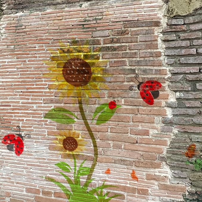 YKW Large Sunflower Butterflies Stencil for Painting, Reusable Flower Insect Template, for DIY Crafts Walls Wood and Home Decor,Give Your Garden a Unique Design
