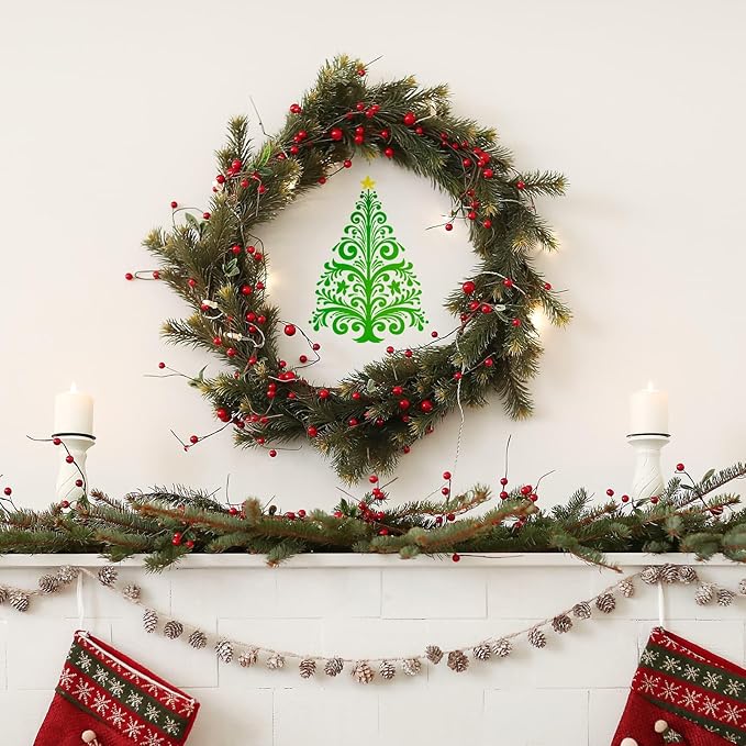 YKW 10 Pcs Christmas Stencils Set - Reusable 7.9x6.3 Inch Holiday Templates for Painting on Wood and DIY Decor - Snowman, Tree, Reindeer Designs - Craft Kit for Adults - Festive Art Supplies