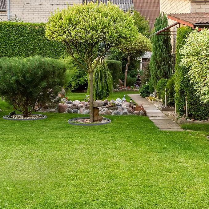33FT Landscape Edging, 4in Tall Garden Edging Border with 50pcs Stakes Straight Top Edging for Yard Garden DIY Flower Beds Sidewalks Paver Edging, Grey
